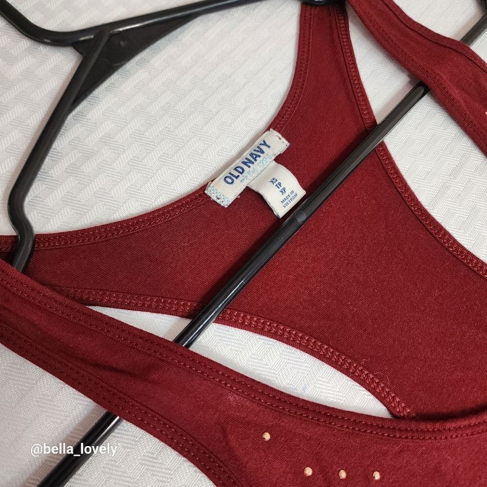 Burgundy Wine Red Sparkly Tank Top Old Navy XS - Picture 10 of 12